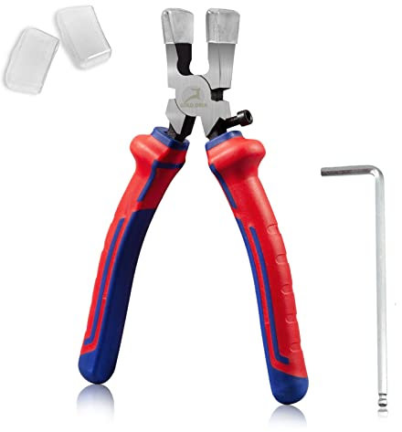 GOLD DEER 8” Pinze rompivetro a ganasce piatte con punte in gomma Pinze per portachiavi resistenti per l'installazione di hardware per portachiavi e lavori in vetro colorato