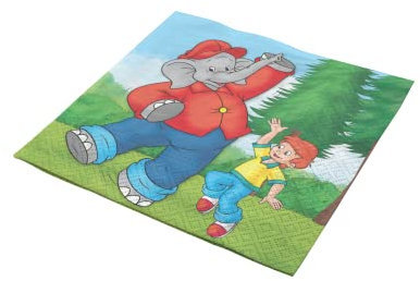 Party Factory `Benjamin Blümchen´ 20 Papier Servietten, 33x33cm, bunt, 3-lagig, Einwegservietten für Kindergeburtstag oder Mottoparty