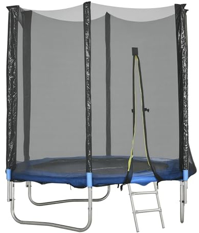 SPORTNOW Trampoline Exterieur Enfant, Trampoline de Jardin Ø 180cm pour Enfants avec Filet de sécurité, poteaux rembourrés et échelle, pour Enfants, Adolescents et Adultes