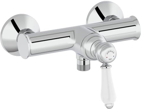 Jacob Delafon - Mitigeur douche mural Louise - Mécanique - Design Rétro, poignée céramique - Économie d’eau - 21,5x16,70x17 cm - Finition Chrome - E24362-CP