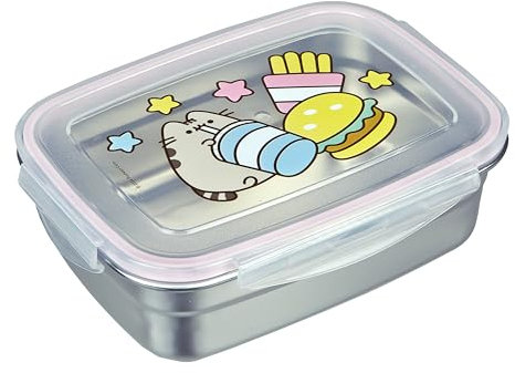 Undercover - Fiambrera Pusheen con cierre de goma - de acero inoxidable - 550 ml de capacidad - sandwichera escolar - fiambrera para niños - fiambrera