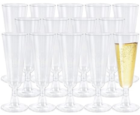 Sektgläser Plastik 50 Stück, 150ml Transparent Champagner Gläser, Sektgläser Kunststoff, Mehrweg Plastik Champagnergläser Cocktailgläser für Partys, Hochzeiten, Geburtstage
