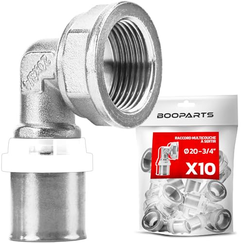 BOOPARTS – 10 st – Pressvinkel 90° med invändig gänga Ø20 mm – 3/4 (20–27 mm) | Multilager vinkelkoppling TH-profil | Professionell koppling för PEX, PER och multilagerrör