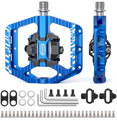 CXWXC Klickpedale Mountainbike Pedale – CNC Gefrästes Aluminium, 3-Fach abgedichtete Bike Pedals, Kompatibel mit Shimano SPD Systemen (Blau)