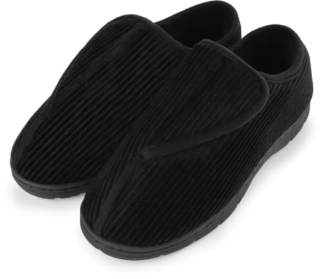 riemot Pantofole da Uomo Facili da Indossare e da Togliere per i Diabetici Memory Foam Ciabatte Ortopediche da Uomo Black 40-41EU
