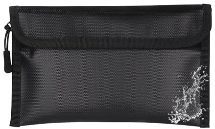 ALLY-MAGIC Feuerfeste Dokumententasche, Dokumententasche Feuerfeste Geldkassette, Geldtasche Feuersichere wasserdichte Tasche Hülle Beutel Behälter für Wertsachen Passport Dokumente Geld E23-HSFHWJD