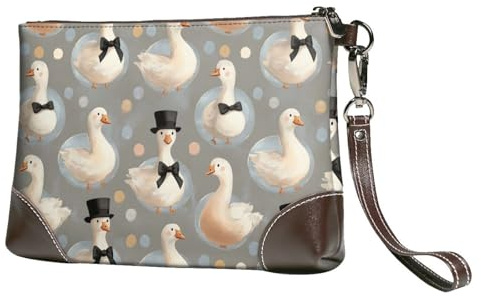 Carino Oca Cravatta Cappello Stampa Polso Pochette Borsa per le Donne, Portafoglio in Pelle Borsette e Borse