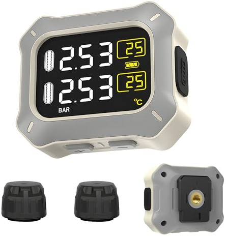 OBEST Motorrad Tpms, Sistema di monitoraggio della pressione dei pneumatici per moto senza fili, strumento di monitoraggio della pressione e della temperatura dei pneumatici, alimentazione USB