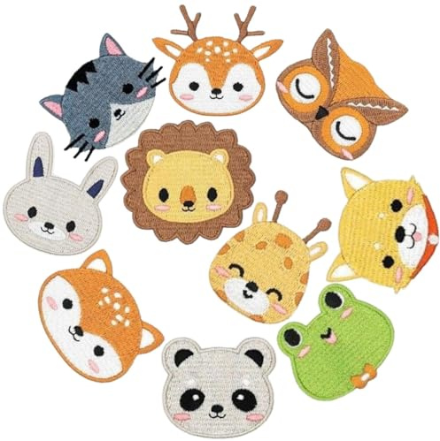 Patch Thermocollant 10 Vetement Ecusson a Coudre Animaux - Décorations à Repasser Brodées pour Personnaliser et Réparer Jeans, T-Shirts, Sacs à Dos et Textiles