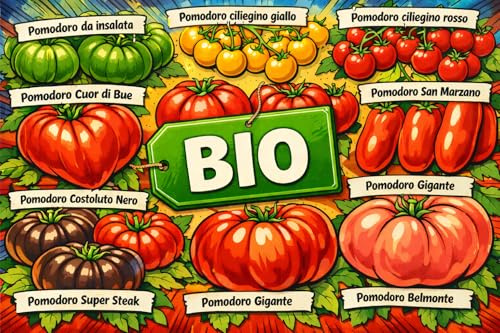 Set Semi di Pomodoro bio (10 varietà) - oltre 100 Semi di Pomodoro per Coltivazione Facile in Giardino, Balcone o Serra - Semi da Piantare - Sementi