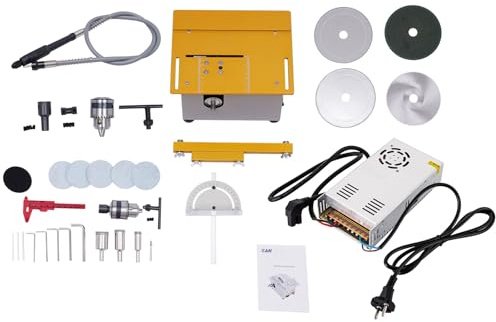 Czyurachel Mini bordssåg, minicirkelsåg med 4 sågblad, 300 W bordssåg, liten, 0–90° skollinjal, 9000 rpm, PCB-bearbetning: Skärning, slipning och mer