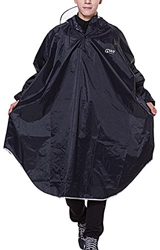 Icegrey Adulte Léger PVC Long Taille Capuche Pour Imperméable Faire du Vélo Pluie Cape de Poncho à Manches Noir