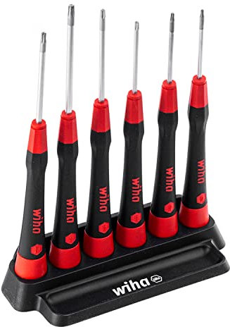 Wiha Feinschraubendreher Set PicoFinish (42998) TORX MagicSpring 6-tlg. TORX I Präzisionsschraubendreher mit Halter I Uhrmacherwerkzeug, Mini Set Modellbau