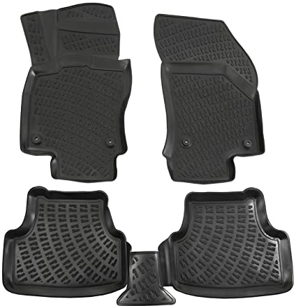 J&J AUTOMOTIVE | 3D Tappeti Tappetini Per Auto In TPE Gomma Premium Su Misura Per Polo VI dal 2017, Con Bordo Rialzato Di 4 cm, Nero, Inodore, Set 4 Pezzi