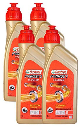 olio motore moto e scooter Castrol Power 1 scooter 4T 5W40 Confezione 4x1lt.