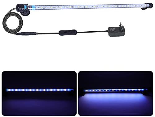 VARMHUS LED 18-112 cm für Fisch Tank Aquarium Leuchte Wasserdicht Aquarium Aquarium Beleuchtung, Lampe Stecker EU Unterwasser LED-Lichtbalken (Weiß und Blau, 62 cm)