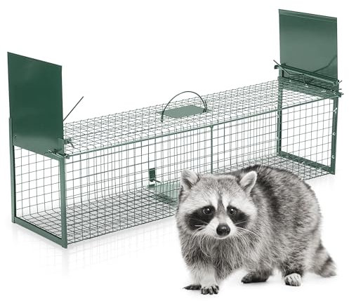 Garthein - Lebendfalle 105 cm Extra starker Draht für Marder, Katzen & Waschbären - Kastenfalle mit 2 Eingängen und Bissschutz, wetterfest & robust, Tierfalle für Garten, Dachboden & PKW