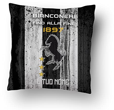 Generico Fino alla Fine Bianconeri Cuscino Personalizzato con Nome Idea Regalo Squadra del Cuore Tifosi Papà Nonno Natale Compleanno Calcio Pallone Decorazioni Casa Divano Letto Retro Colorato
