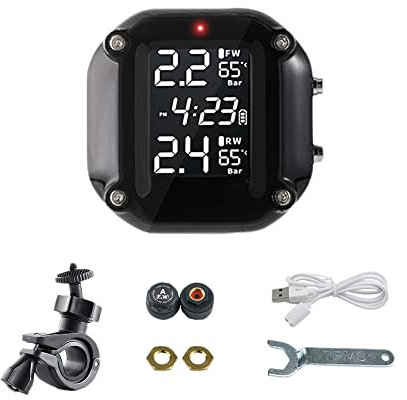 Baceyong 1 sistema di controllo della pressione dei pneumatici per moto, monitoraggio in tempo reale della pressione e della temperatura dei pneumatici per moto a due ruote, sensore di pressione