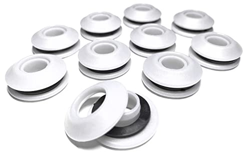 AWAPRO Lot de 10 œillets blancs pour bâches inoxydables 28 x 28 x 12 mm en plastique pour bâche de piscine