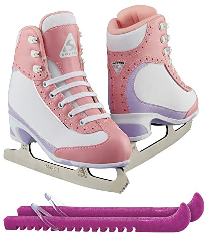 Jackson Ultima Softec Vista ST3201 Figure Ice Skates for Girls/Color: Pink, Size: Youth 3 Bundle with Skate Guards