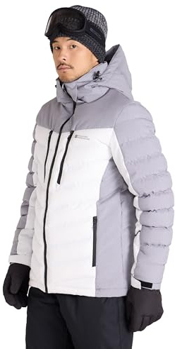 Mountain Warehouse Vulcan Mens Padded Ski Jacket - Snowproof & Breathable Coat with Padded Insulation, Detachable Hood & Snowskirt - For Winter Skiing & Winter Sports White XXS