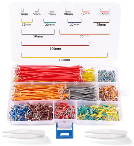 VooGenzek 840 PCS U-Shape Jumper Wires, 14 Lengths Assorted Jumper Wire, Solderless Flexible Breadboard Jumper Cable, Breadboard Jumper Wire Cable, with 2 PCS Tweezer, for Prototyping Breadboard