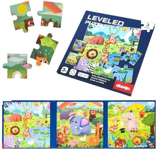 ASTARON Puzzle Magnético para Niños, Rompecabezas Temático de Animales de 12-16-20 Piezas, Juguetes de Viaje educativos Coche Avión Actividades Regalos de cumpleaños para niños