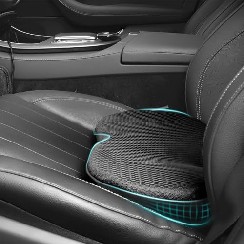 RANJIMA Keilkissen Auto, Memory Foam Sitzkissen Auto Fahrersitz Schmerzlinderung Autositzkissen Sitzerhöhung Erwachsene, Ergonomisches Sitzkissen für Bürostuhl, Rollstuhl, Pkw und LKW (Schwarz)