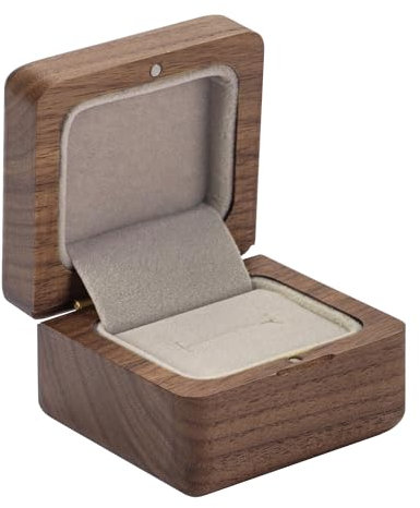 muso wood Holz Ringbox - Massives Walnussholz - Handgefertigte Ringschatulle Ring Box - Ringkästchen Schachtel 6x6x4.5 cm für Heiratsantrag, Verlobung, Hochzeit und Tägliche Lagerung