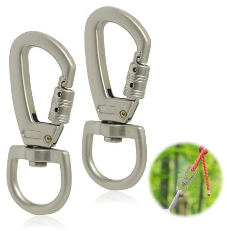 2pcs Mousqueton Laisse Chien, Mousquetons avec Articulation Pivotante en Alliage Zinc Robuste Charge Lourd Carabiner Porte Clés Clip à Ressort Déclenchement pour Collier Animaux Alpinisme (B:Marron)