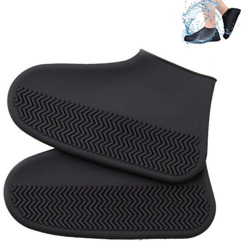 FaJoek Copriscarpe impermeabile in silicone per esterni, copriscarpe antipioggia in silicone antiscivolo, copriscarpe da pioggia, neve, spiaggia del deserto (nero, XL)