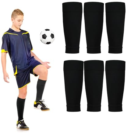 XdealCozyxc 3 Pairs Football Sock Sleeves, Elastic Black Pre Cut Football Sleeve Socks