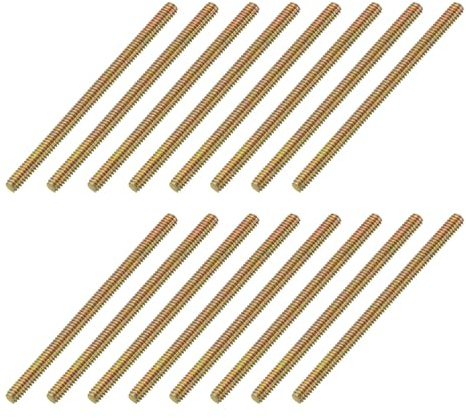 sourcing map 16 Pack Fully All Threaded Rod 1/4 Thread, 4 Length, Thread Screw Threaded Rod Screw Sofa Foot Screw Bolt for Chair Furniture Mounting Assembly Fastening