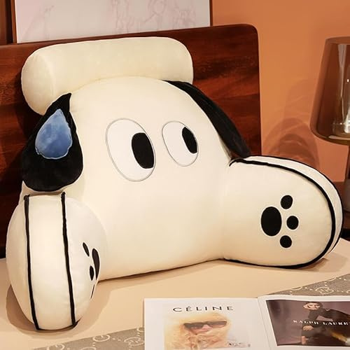 GYCS Almohada De Lectura para Cama, Cojín con Respaldo Apoyo Lumbar, Cojín con Forma De Cuña para Cama Y Sofá, Almohada Lectura, Respaldo Cama, Reposacabezas Sofa,White Dog,65x40cm