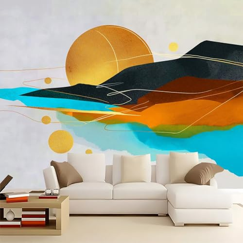 Light Gray Panoramic Custom Photo Wallpaper Wall Mural 79 x 55 inch (W x H), Modern Abstract Lines Photo Wallpaper 3D Effect - Poster Decoration for Bedroom Living Room Corridor