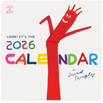 Officiell David Shrigley - Väggkalender 2026 - Modern konst - Roliga presentidéer - Rolig kalender för honom hennes vän kompisar - Säljs exklusivt av Brainbox Candy