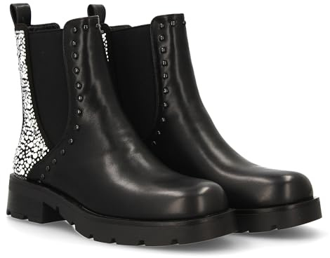 shoes&blues.es Bottines Chelsea avec imprimé uni, crampons brillants sur le talon. Fermeture à glissière. Idéales pour la saison automne., Noir , 37 EU