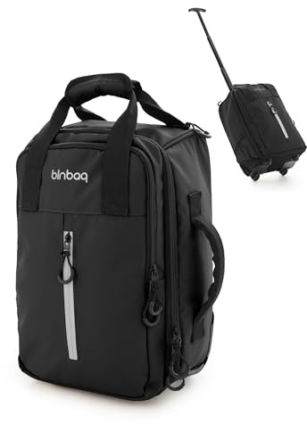 Blnbag M7 - Trolley sous-siège 40×20×25 cm, matériau imperméable, valise cabine ultralégère Cabin Bag max 20L, sac avion léger 2 roues, compartiment pour ordinateur portable rembourré, Noir