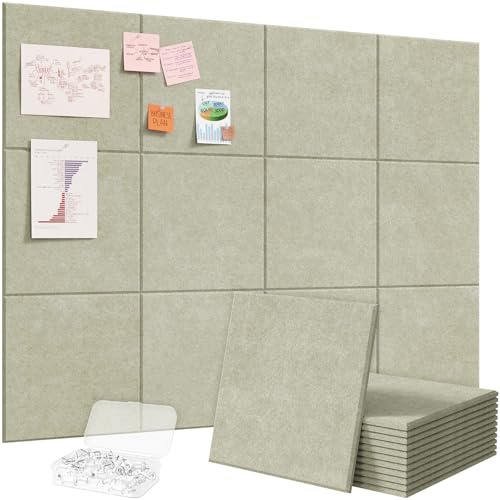 Lifewit Stor Anslagstavla i Filt med Självhäftande Baksida, 120x90cm Cork Board Alternativ för Väggar, 12-Pack Vision Board Meddelandetavla med 50 Häftstift för Kontor och Rum, Salviagrön