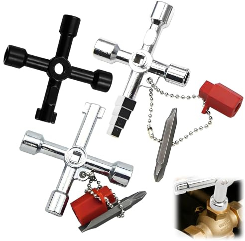 Ruvan 3 Pièces Clé Triangle 4 Voies, Clé Triangulaire Multifonction, Clé Universelle Tous Systèmes De Fermeture Usuels, Pour Poubelle, Armoire Electrique, Boîtier Compteur, Coffret De Compteurs D'eau