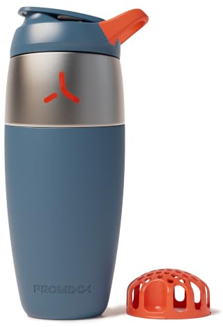 Promixx Pursuit Rostfritt Stål Shaker - 950ml Lätt Metall Proteinmixer med Snap-Fit för Jämna Shakes - Läcksäker Luktfri för Fitness och Resor - Midnattsblå