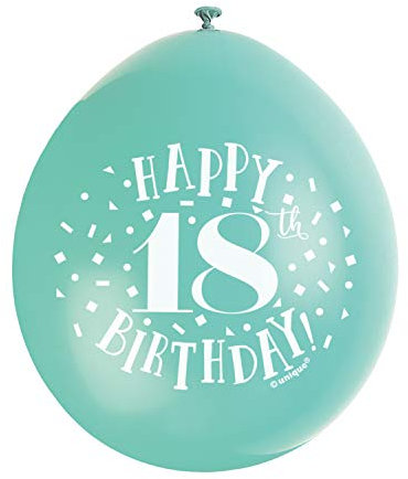 Happy 18th Birthday Assorted Colors Latex Balloons (22cm) Pack of 10 - Festive & Fun Party Decorations, Green