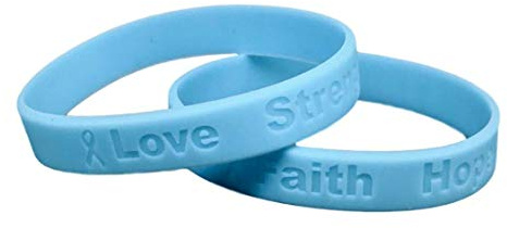 10 Light Blue Prostate Cancer Awareness Bracelets - 100% Medical Grade Silicone - Latex and Toxin Free - 10 Bracelets - Show Your Support For Prostate Cancer Awareness