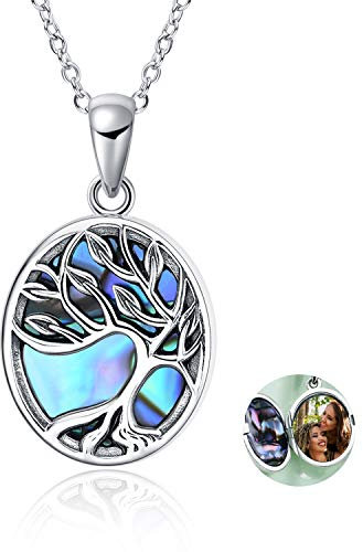 YAFEINI Baum des Lebens Medaillon Halskette Sterling Silber Medaillon Halskette hält Bilder Baum des Lebens Medaillon Anhänger für Frauen Frau Freundin