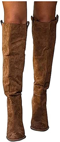 Onsoyours Donna Stivali Classico Plateau Tacco Alto Stivali al Ginocchio B Marrone 38 EU