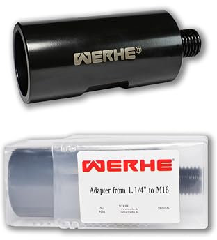 Adaptador WERHE® de 1 1/4 UNC a manguito M16. Para brocas sacanúcleos a sierras de corona para hormigón, brocas sacanúcleos a taladros de latas.