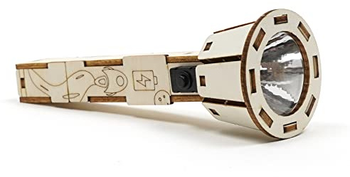 Pica Toys DIY Wooden Flashlight STEM Kit for Kids Aged 8-12 | Battery-Operated Educational Science Experiment Kit with Built-in Switch