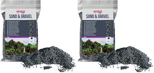 Amtra WAVE Gravier Quartz Ceramisé pour Aquariophilie Noir, 5 kg (Lot de 2)
