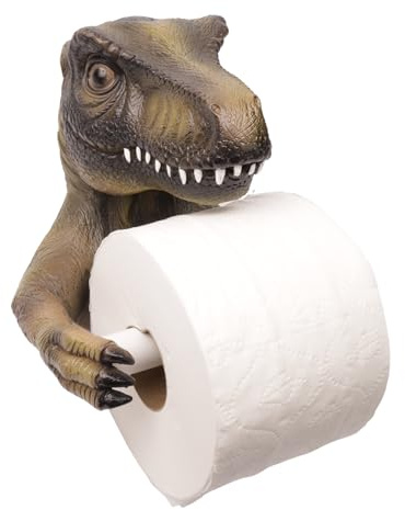 Needzo Dinosaur Toilet Paper Holder Wall Mount, Novelty T Rex Bathroom Accessory, 7x7x5 Inches
